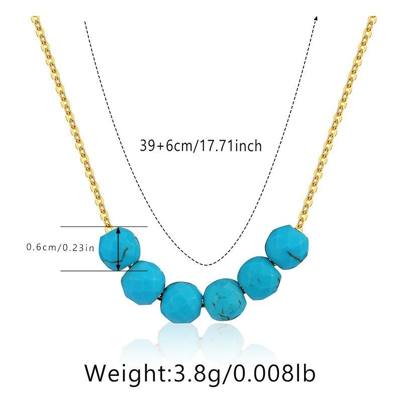 Handmade Turquoise Beaded Clavicle Necklace 18k Gold Plated Niche Jewelry For Women