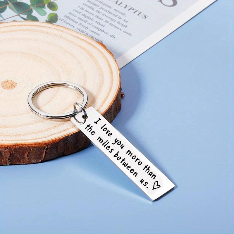 Gift for Boyfriend Girlfriend, I Love You More Than The Miles Between Us Keyring, Anniversary Valentines Gift