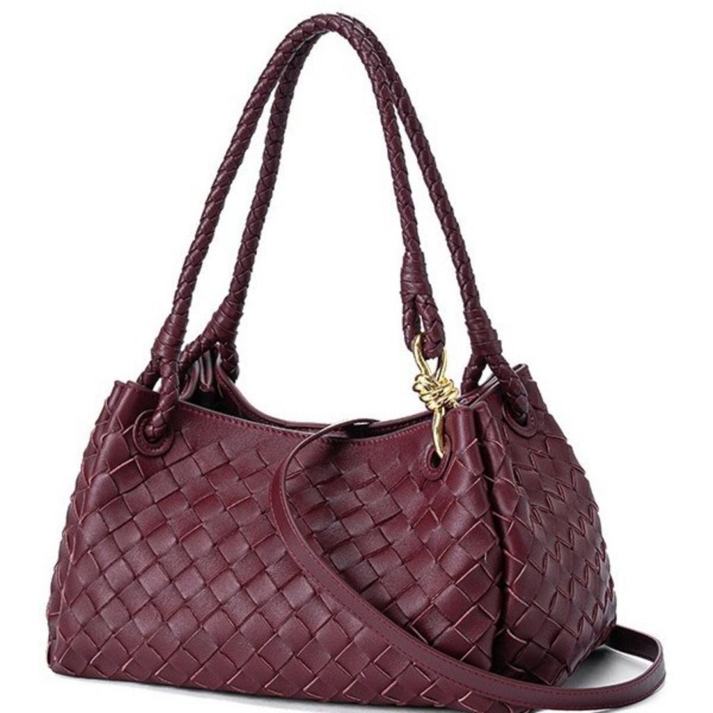 Neue Echte Lammfell Damen Handtasche, Fallschirmtasche Mittlere Größe Handgefertigte Gewebte Tasche mit Metallschnalle, Einzelne Schulter- & Handtasche