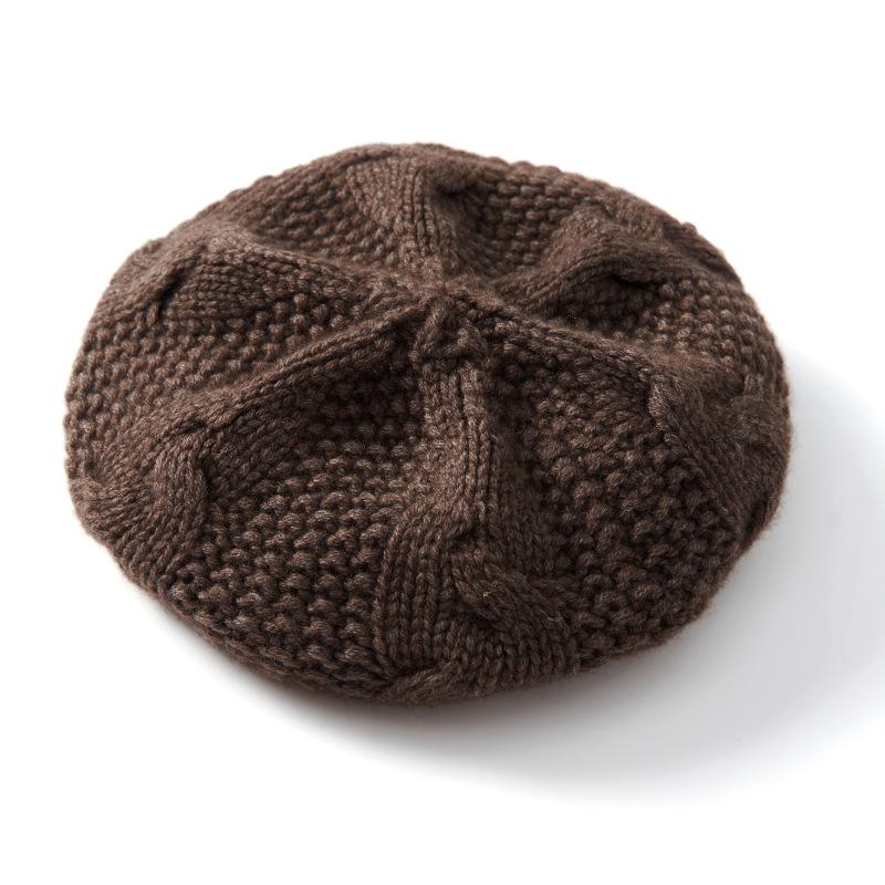 

Кашемировый Осенне-Зимний Новый Женский Высококлассный Однотонный Шесть Кос На Открытом Воздухе Теплый и Модный Тяжелый Берет One size