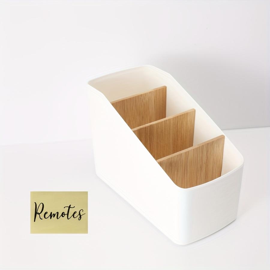 

TV Remote Control Holder with 4 Compartments Remote Caddy/Box/Tray Bedside Table Storage Organizer for Cosmetics Office Supplies