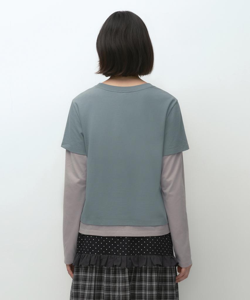 MUSINSA STANDARD WOMAN [Ohesio Collaboration] Layered Long Sleeve T-Shirt [Mint Gray]