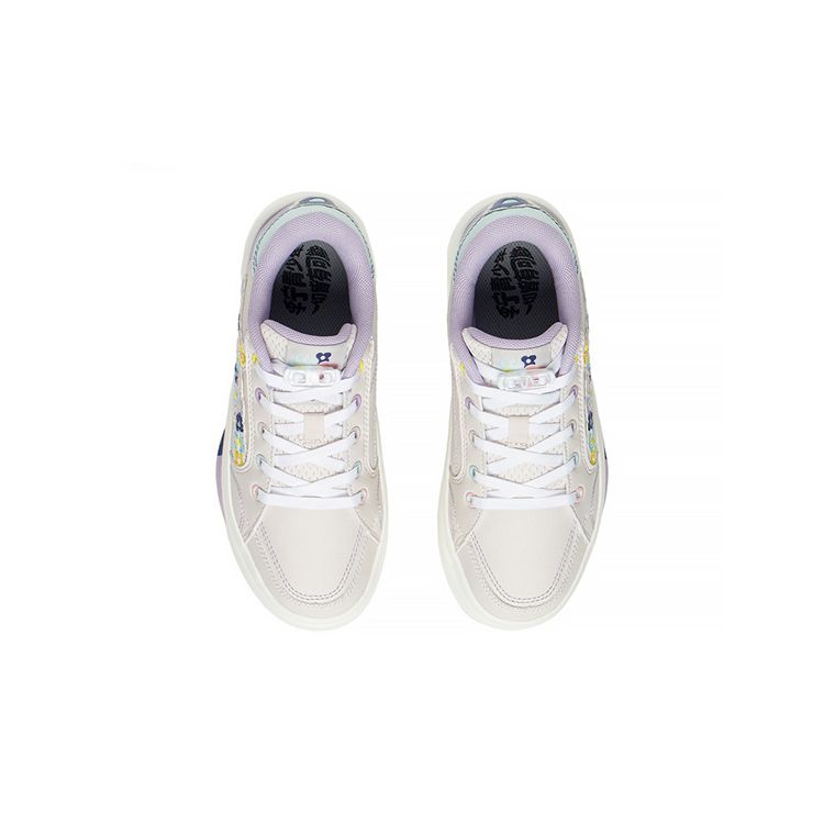 Li Ning Kids Yingchi Mecha V2 Casual Non-Slip Shock Absorbing Wear-Resistant Low-Top Skate Shoes Kids Skate Shoes Gray Purple YKCS114-12