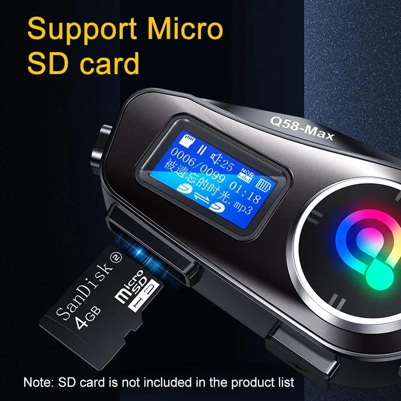 Q58-Max 500m Motorradhelm Gegensprechanlage Bluetooth 5.0 Headset IP65 Wasserdicht FM Radio