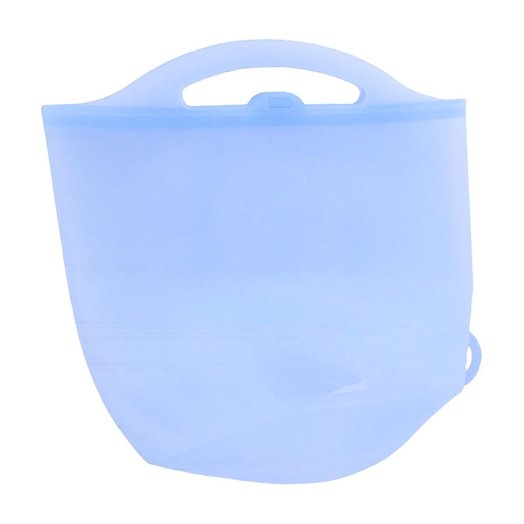 Silicone Microwave Bag 2000ml Leak Proof Reusable Food Storage Bag with Safety Handle Blue
