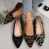 Printed Flat Slip-on Shoes Women's 2025 Autumn New Pointed Toe Plus Size New Chinese Professional Shoes