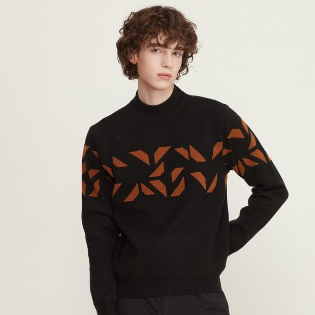 LECOQ GOLF Men'S Round Sweater With Hem Pattern Point (Go421Mkpn3)
