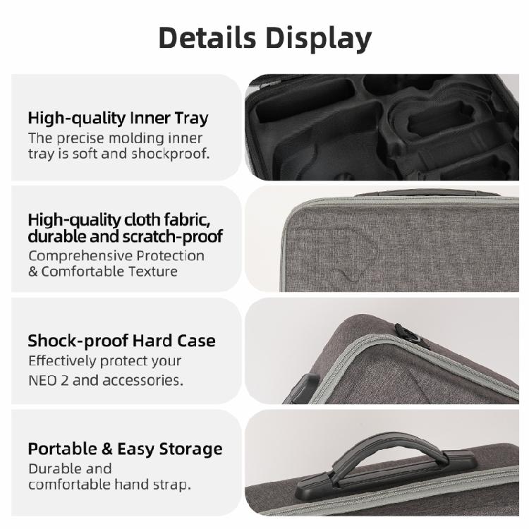 Abrasion Resistant Drones Protective Case Ergonomic Handle Crossbody Strap Customized Compartments For NEO2 Drones