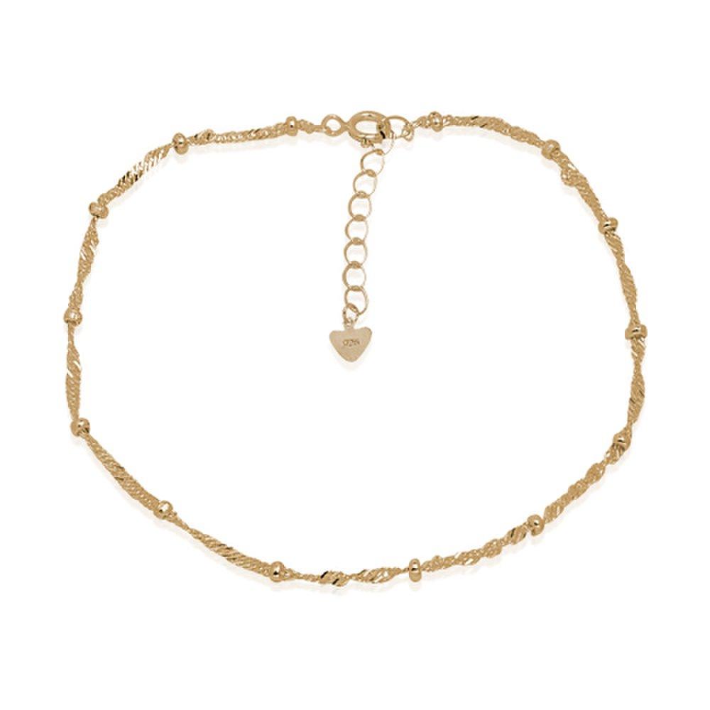 [Onjewel] Silver Twist Lulu Ball 14K Gold Plated Anklet