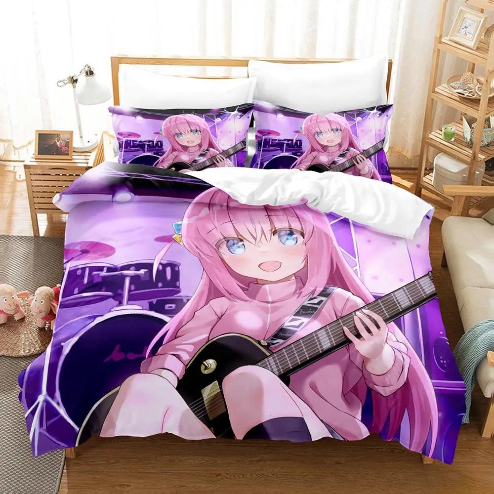 Kawaii Anime BOCCHI THE ROCK Gotou Hitori Bedding Set Single Twin Full Queen King Size Bed Set Adult Kid Bedroom Duvetcover Sets