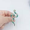 LATS Unique Design Silver Snake Brooches for Women Men Unisex Full of Rhinestone Snake Animal Pins Badge Jewelry