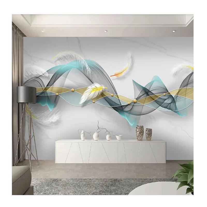 

3d Mural Wallpaper For Bedroom Walls Luxury House Decoration Wall Paper Smoke Feathers Marble Background Wall Mural 200 cm(W) x 140 cm(H)