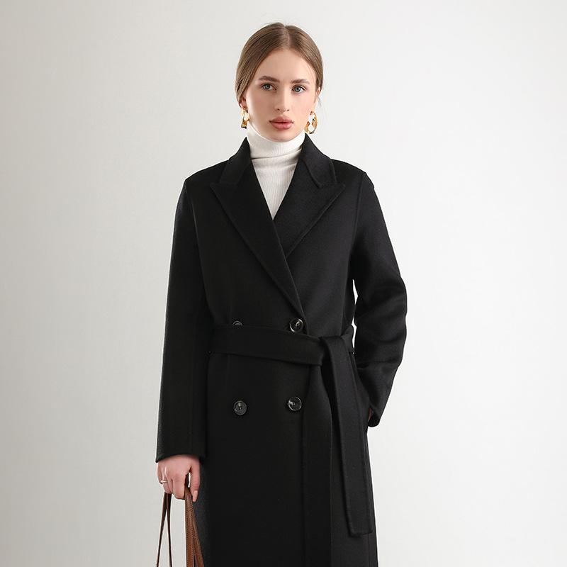 Women's Double-Sided Wool Blend Belted Overcoat for Autumn/Winter 2024