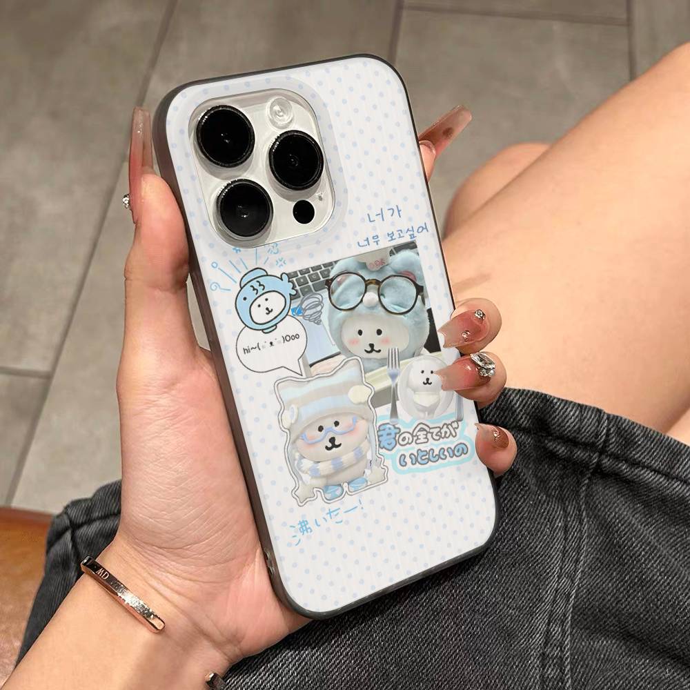 Cute Cartoon Joke Bear For IPhone 17 16 15 14 13 12 11 Pro Max Plus Pro Corrugated Shockproof Matte Phone Cover