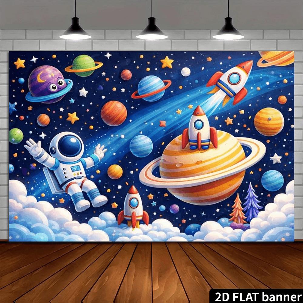 2D planar pattern background for space travel astronauts wandering in the starry sky