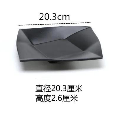 Piatto Nero Opaco Melamina Stoviglie Piatto per Snack Quadrato Plastica Piatto da Cena Forniture da Cucina Girarrosto Commerciale Contorni
