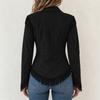 Women's Casual Long Sleeve Color Block Blouse for Everyday Wear