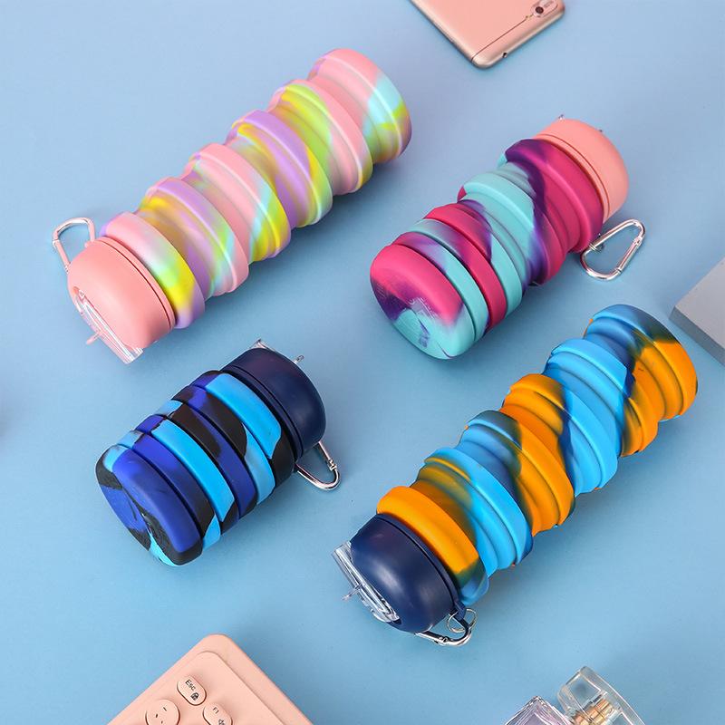 Essbare Silikon-Faltsport-Wasserflasche für den Außenbereich, für Reisen, Umweltschutz, ohne BPA, Silikonbecher, faltbarer Wasserbecher