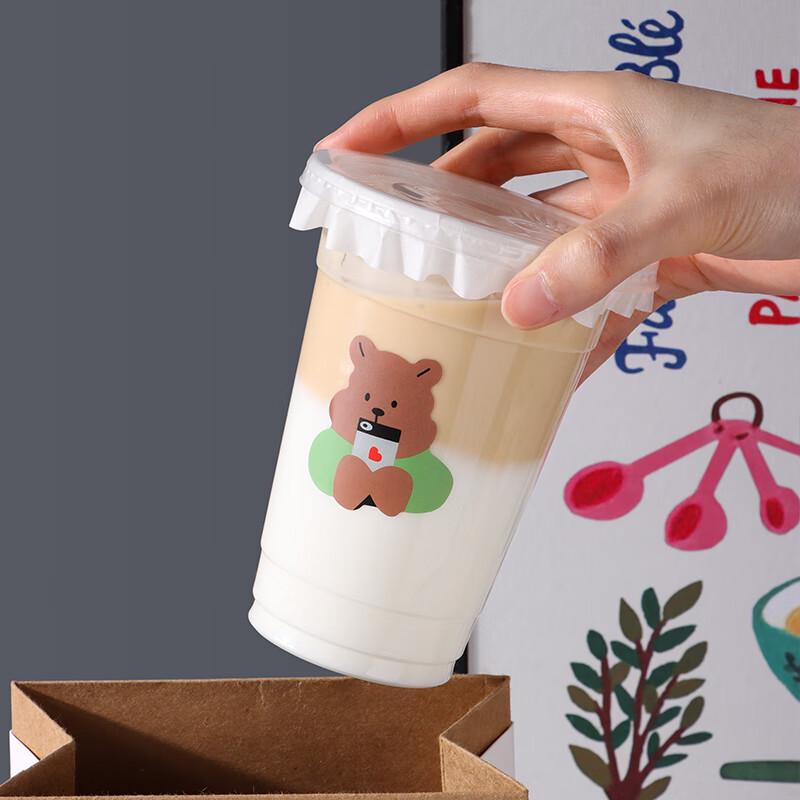 Baijie Einwegbecher für Milchshakes und Getränke mit Deckeln