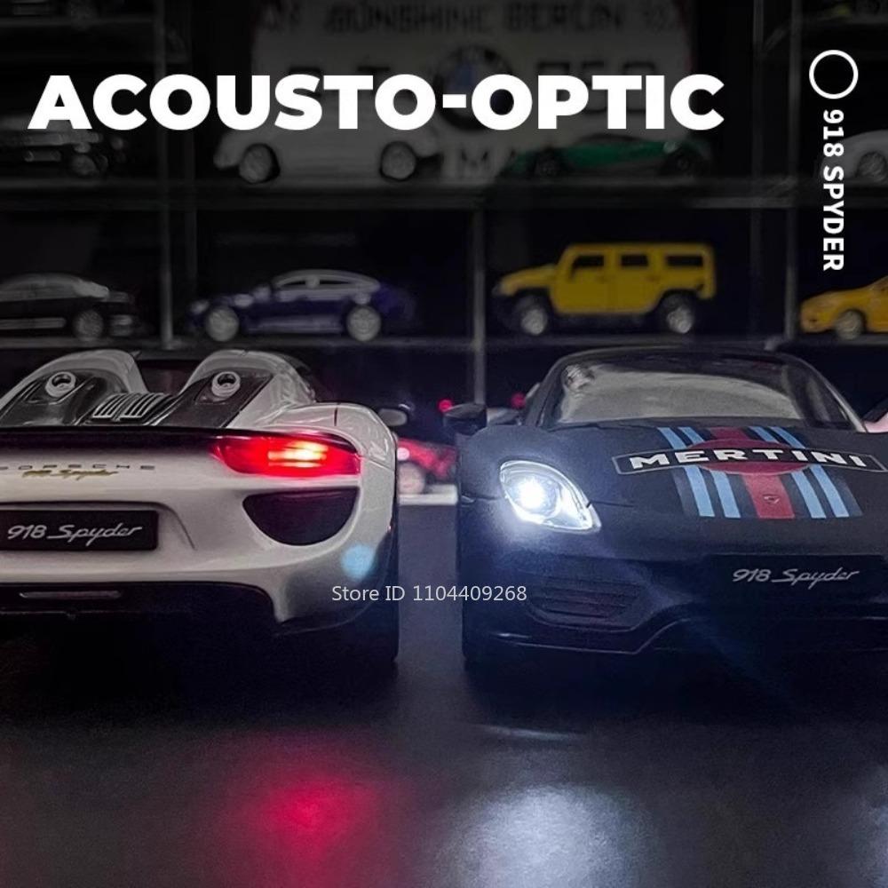 1:18 918 Martini Lackiertes Pagani Huayra Sportwagen-Modellspielzeug Stoßdämpfung Legierung Hobby Ornamente Sound Licht Geschenke für Jungen