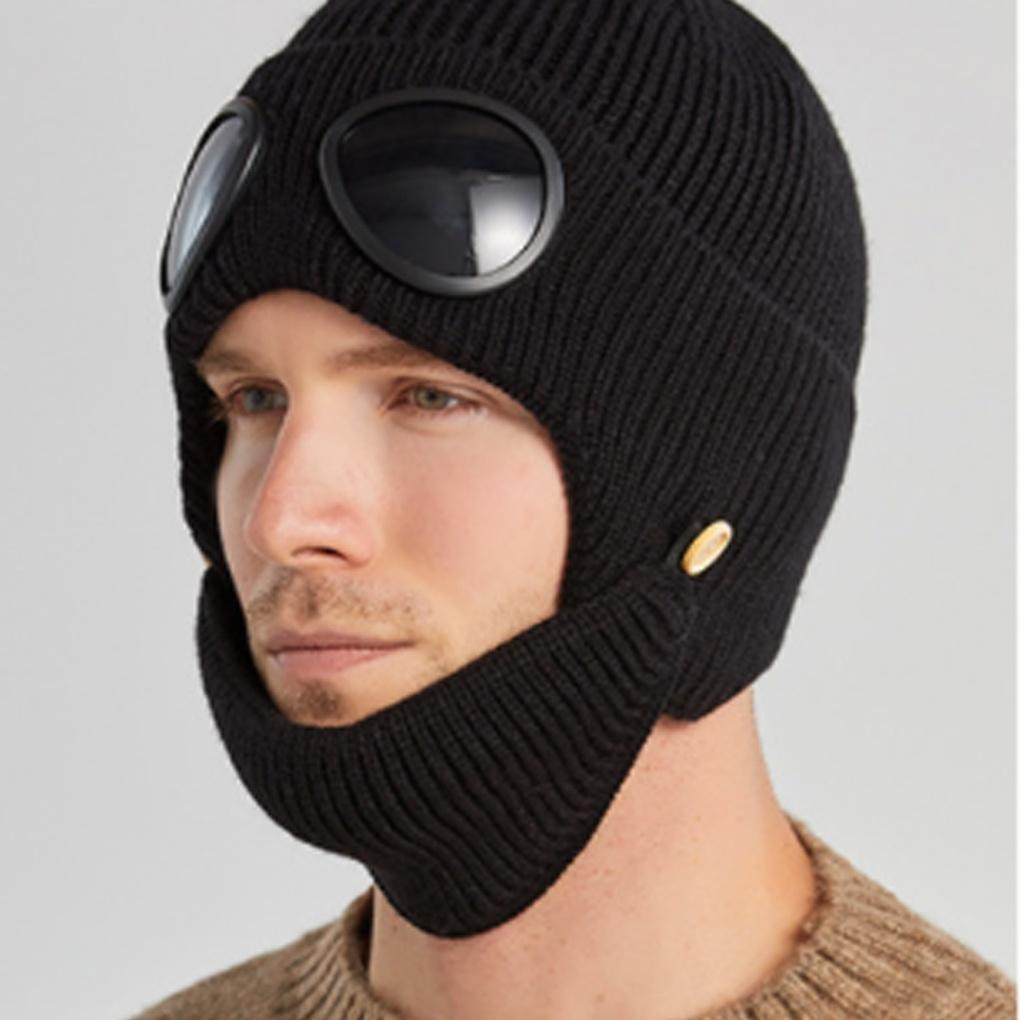 Unisex mask, goggles, beanie hat, cold-weather warm winter knit