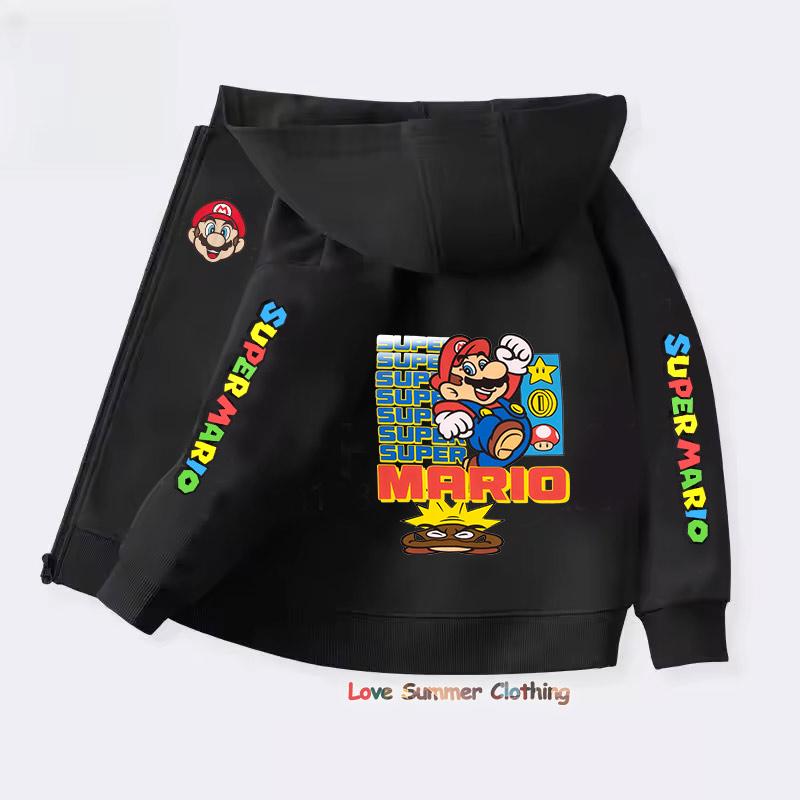 Mikina s kapucí na zip Kawaii Dětská Streetwear Mario Dětská mikina Mario Luis Zip Dětská mikina Dívčí Chlapecký top Mikina