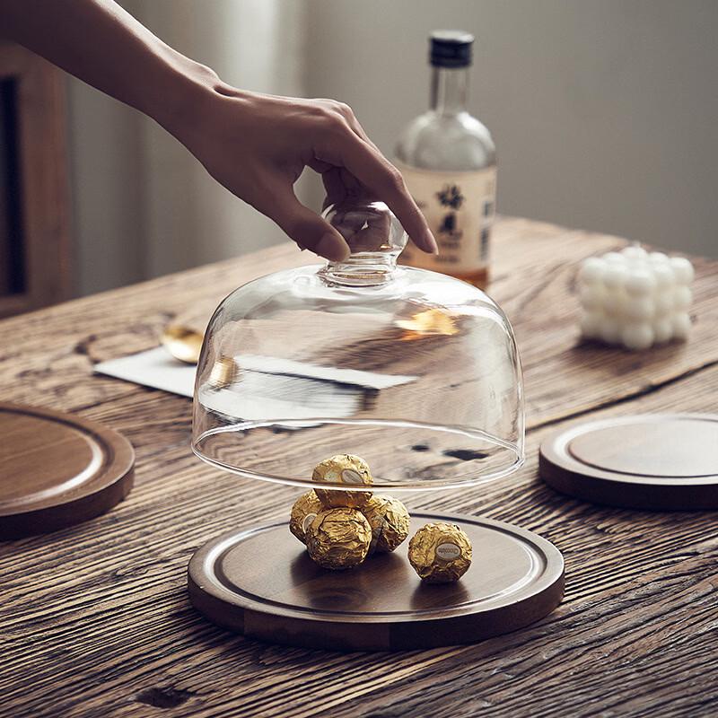 Japanese Acacia Wood Serving Tray and Cake Stand