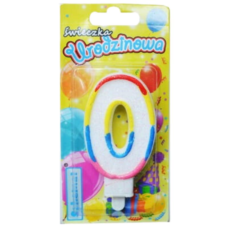 Colorful Number 0 Birthday Candle Diagram