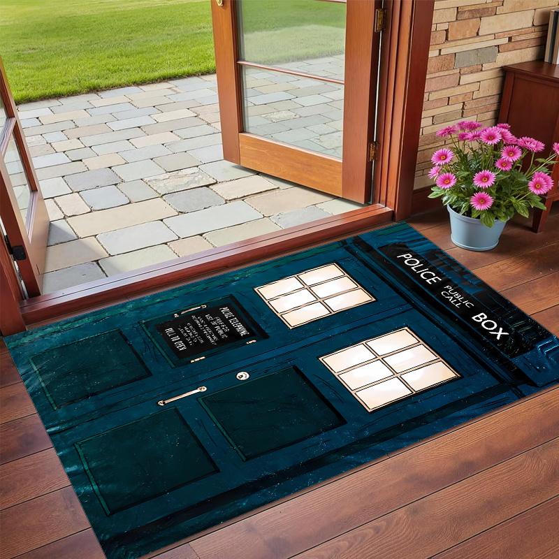 Anti‑Slip Crystal Velvet Floor Rug, Doctor Who Design Carpet for Indoor Living Bedroom Home Decoration