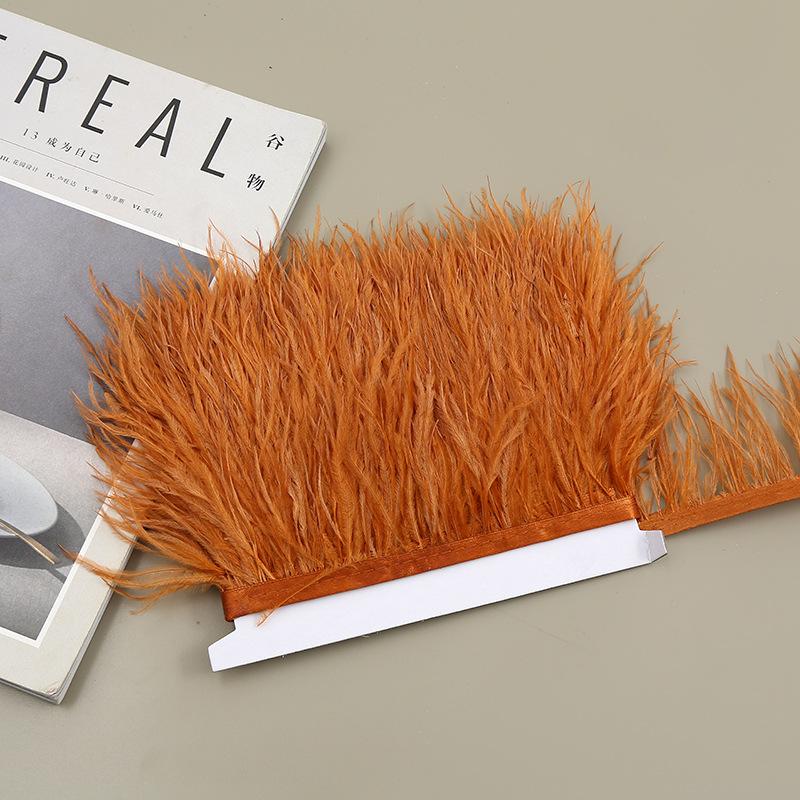 Color 8-10 Cm Ostrich Hair Cloth Edge Clothing Cuffs Hem Ostrich Feather Strips Cloth With Accessories Lace