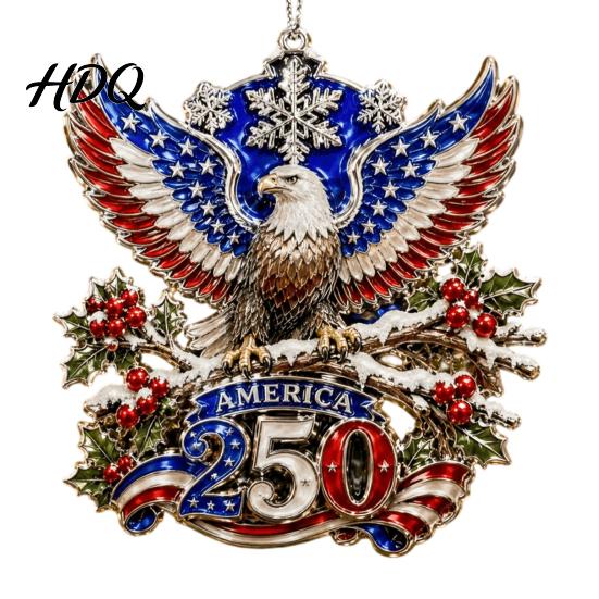 Acrylic Christmas Ornaments 250th Anniversary Ornament Patriotic Hanging Decor Commemorative Keepsakes for Home with Eagle Santa Liberty Bell,