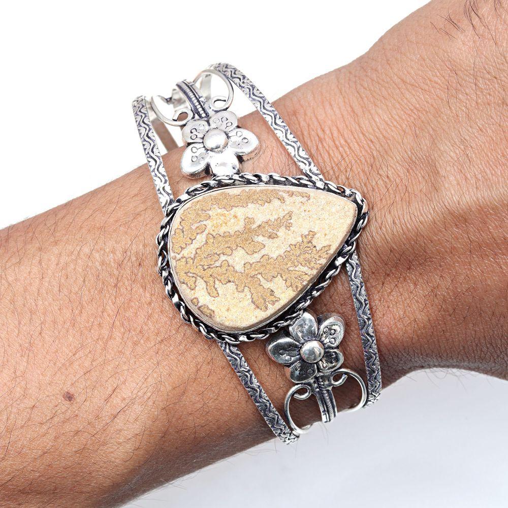 Dendritic Drusy Gemstone Handmade Jewelry Cuff Bracelets 7''Adjustable