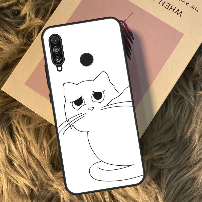 

Забавный Милый Кот Лайн-Арт Для Чехла Huawei Nova 11i 12i 3i 7i 8i 9 10 SE Y60 Y61 Y70 Y72 Y73 Y90 Y91 P20 P30 P40 Lite Huawei Nova 11i