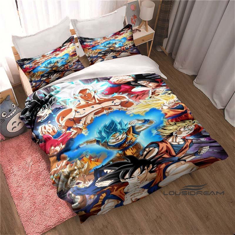 New 2026 3D Printed DRAGON BALL Bedding Set – Duvet Cover and Pillowcases Feature Adorable Cartoon Designs.