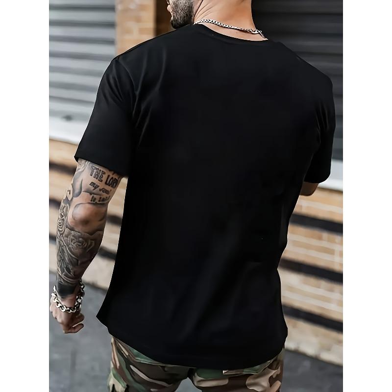 Męski T-shirt z grafiką - Okrągły dekolt, Regularny krój | Trwały, rozciągliwy, Idealny do sportu i na co dzień, Tkanina o średniej rozciągliwości