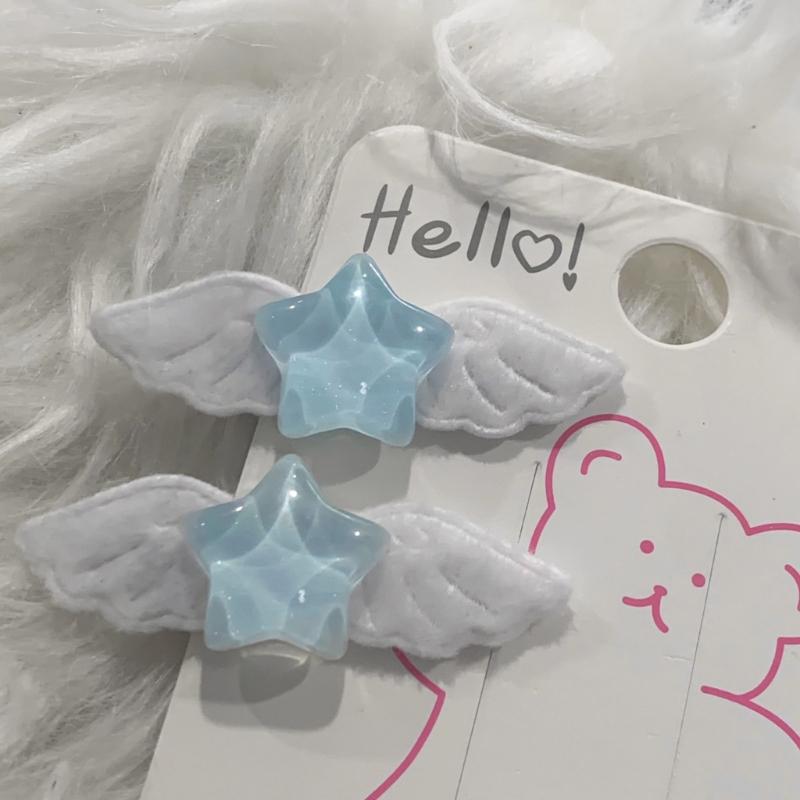 2pcs Fashion  Star Wing Hairpins Hair Duckbill Clip Sweet Hair Barrettes Y2K Hair Accessory Holiday Gifts