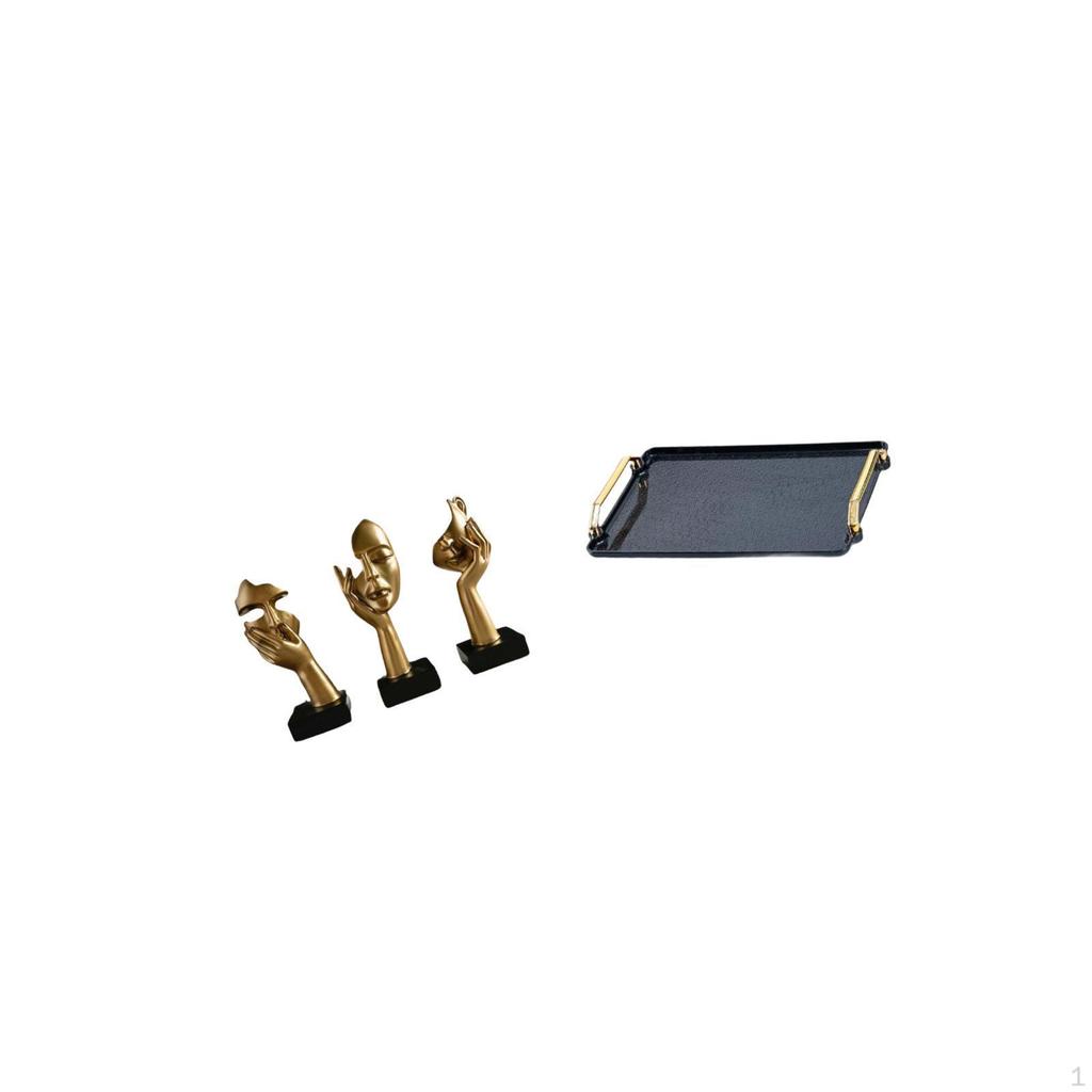 Resin Thinker Statues Decorative Tray Tabletop Organizer Abstract Art Sculptures for Office Living