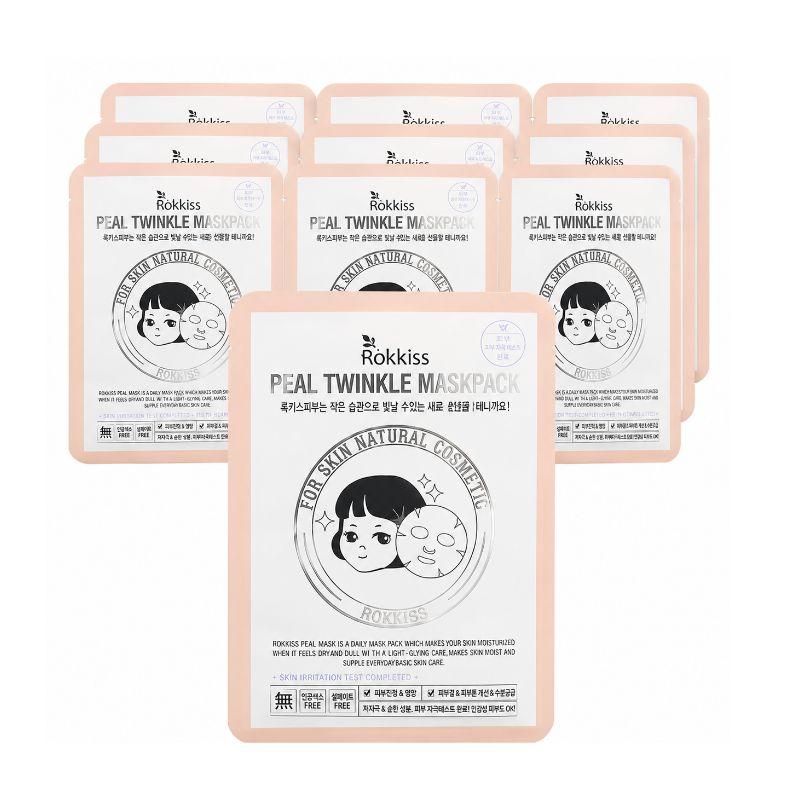 ROKKISS Real Twinkle Mask Pack 10 Sheets – Radiance & Hydration Sheet Mask Set | Korean Skincare