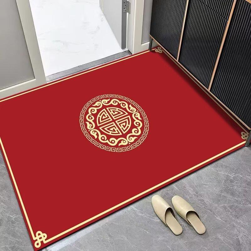 Chinese Crystal Velvet Floor Mat, Water-Absorbing Foot Pad In Living Room, Cloakroom, Entrance Entrance, Dirt-Resistant, Wear-Resistant, Non-Slip, Co
