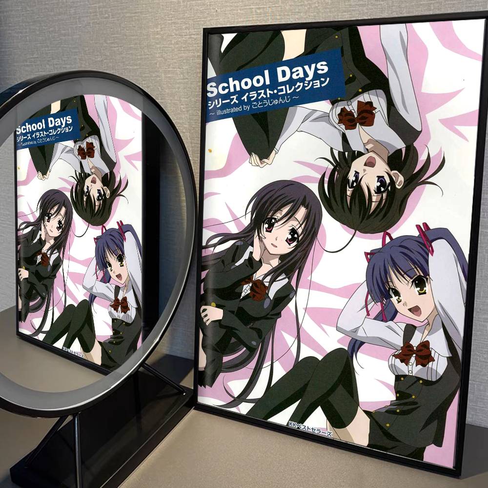 Anime S-School Days Katsura Kotonoha Vintage Posters Sticky Retro Kraft Paper Sticker DIY Room Bar Cafe Kawaii Room Decor
