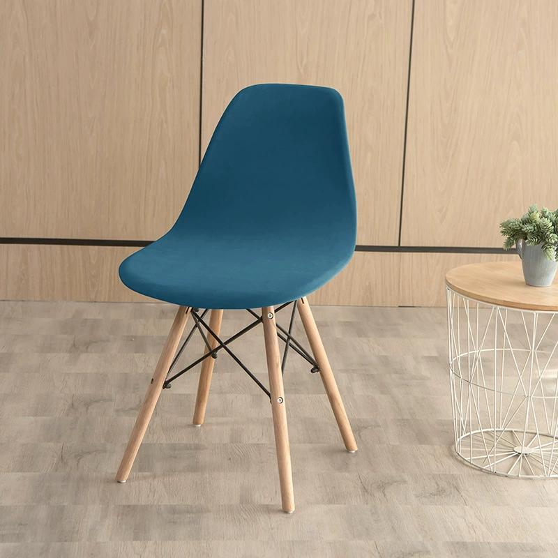 Velvet Shell Chair Cover Solid Color Stretch Armless Chair Covers Elastic Dining Seat Cover Home Hotel Party Banquet Wedding