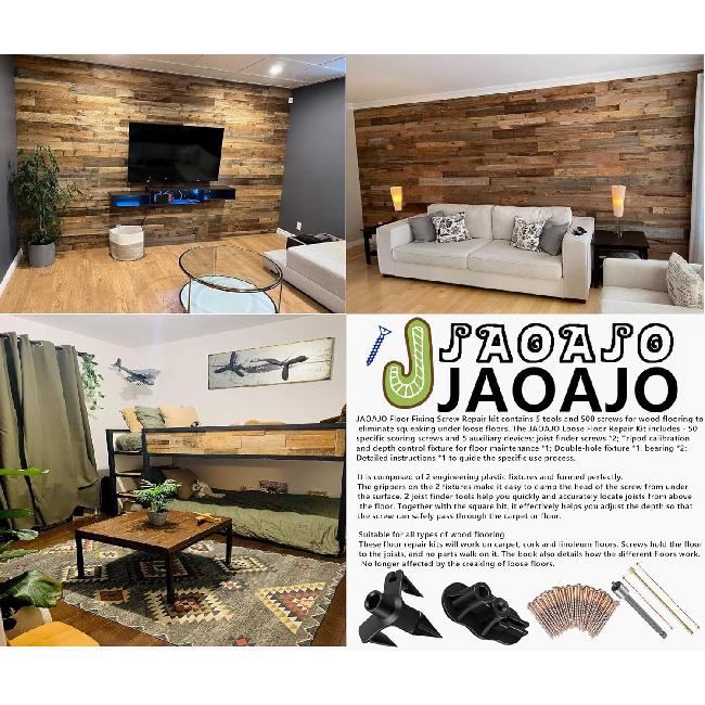 Eliminate Squeaky Noise Floor Repair Kit with 5 Tools and 50 Screws for Wood Floors, Eliminate Squeaks Under Carpeted Floors, Hardwood, Vinyl, and