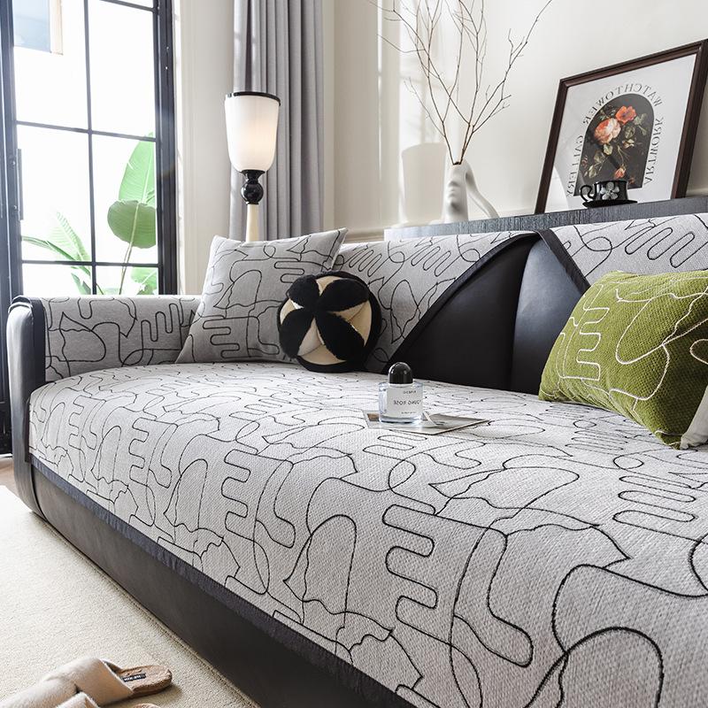

Solid Color Sofa Cushion Four Seasons Universal Chenille Couch Cushion Striped Sofa Covers Anti Slip Anti Cat Scratch Sofa Cover 70x70cm 1pcs