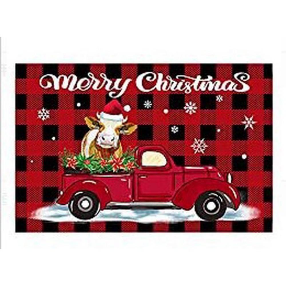 Christmas Water-Saving Checkered Print Carpet Home Decor, Soft And Absorbent, Non-Slip & Dirt-Proof, Bathroom Or Entrance