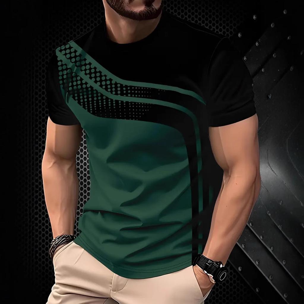 Casual Striped T Shirt For Mens Short Sleeve Tops Oversized O-Neck Pullover Street Men's Tee Summer Apparel