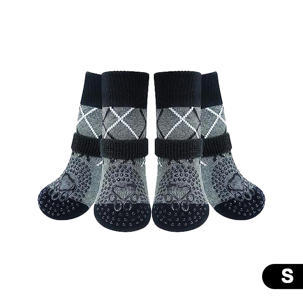 4Pcs/Set Anti-slip Protect Paws Dog Socks Black Tie Anti-shedding Breathable Non-slip Socks for Medium Large Elderly Puppy Socks