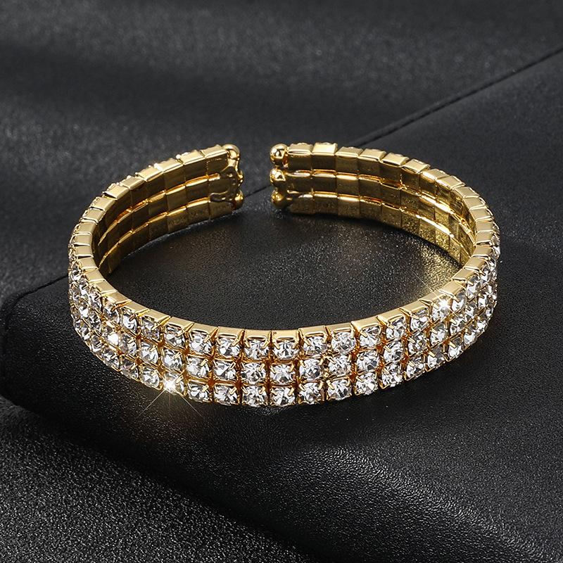 Bridal bracelet gold and silver full diamond bracelet exaggerated crystal rhinestone bracelet elastic bracelet women