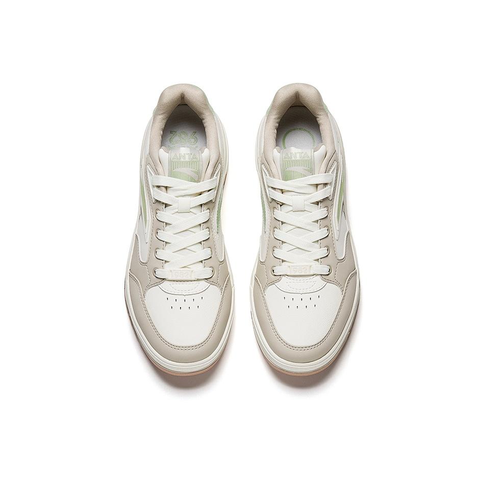 Anta Fashionable Comfortable Versatile Synthetic Leather Low-Top Sneakers Women Sneakers Beige 122548066-3