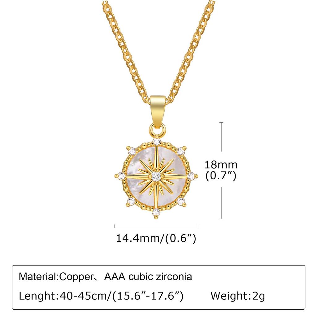 18K Gold-Plated Sun Pendant Titanium Steel Necklace for Women