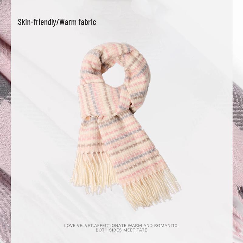 Classic Soft Girl's Imitation Cashmere Scarf Shawl - Versatile, Warm & Stylish for Autumn/Winter
